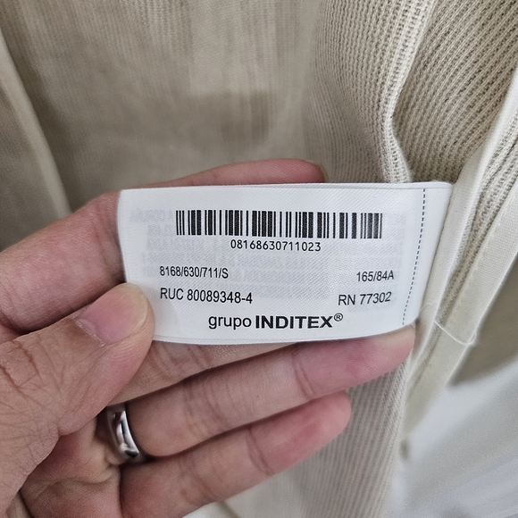 New ZARA WOMAN V-NECK ZW COLLECTION ASYMMETRIC STRIPED WAISTCOAT SAND Size S - Picture 7 of 13